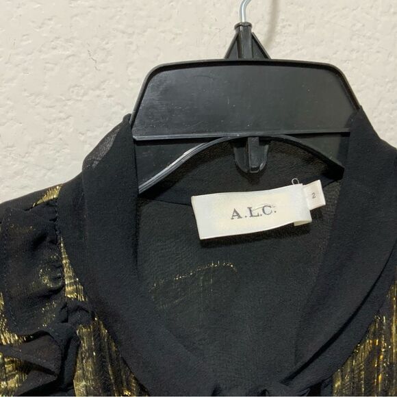 A.L.C. Harriet chiffon with metallic print Cocktail Dress Size 2 NWOT - Picture 6 of 7